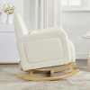 Teddy Rocking Chair with Curved Back and Pillow,Accent Rocking Chair for Living Room or Nursery,Plush Rocking Chair with Wooden Base-Koiai - 3 of 4