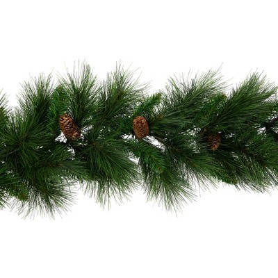 9' White Valley Pine Artificial Christmas Garland with Pine Cones
