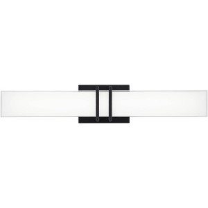 Possini Euro Design Exeter Modern Wall Light Black Hardwire 24" Light Bar LED Fixture White Glass Shade for Bedroom Bathroom Vanity Living Room House - 1 of 4