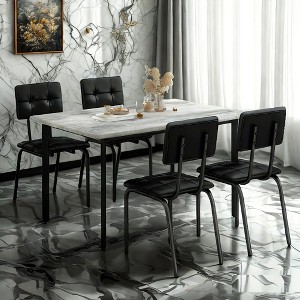 Hooseng Modern Dining Room Table Set for 4 , 5-Piece Kitchen Table with 4 PU Leather Dining Chairs for Breakfast Nook, Small Space - 1 of 4