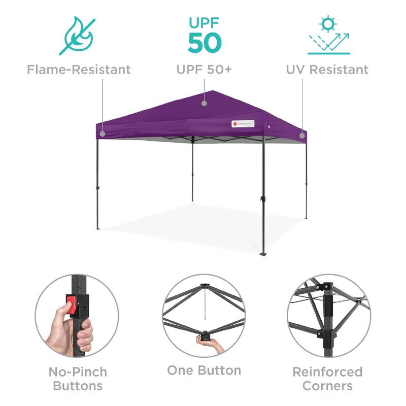 Best Choice Products 10x10ft Easy Setup Pop Up Canopy w/ 1-Button Setup, Wheeled Case, 4 Weight Bags, 5 of 11