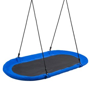 Gymax 60Inch Adjustable Oval Saucer Tree Swing for Kids Outdoor Giant Platform w/ 700 lbs Capacity for Backyard Multi-color/Blue - 1 of 4