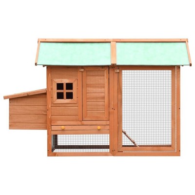 vidaXL Chicken Coop Brown and Green Solid pine/fir wood - Brown