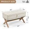 NicBex Linen Storage Ottoman Bench,Upholstered Storage Ottoman with Button-Tufted Top and X-Shape Legs,Storage Bench for Living Room,Bedroom,Beige - 3 of 4