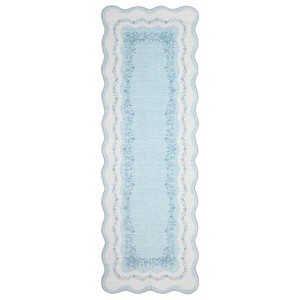 Washable Scalloped Living Room Rugs, Modern Floral Print Area Rug for Bedroom Dining Room, Non Slip Home Decor Carpet - 1 of 4