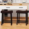 Counter Height 24" Barstools Set of 2, Modern Upholstered Counter Stool with Curved Surface, PU Leather Backless Saddle Stool, for Kitchen Home Bar - 3 of 4