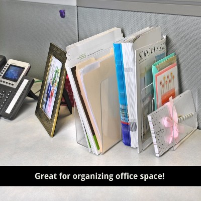 Large Clear Acrylic Desk File Holder Set, 4-Pack