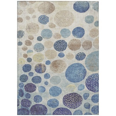 HomeRoots 10' X 14' Navy Blue And Ivory Geometric Washable Indoor Outdoor Area Rug