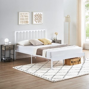 Bed Frame - 30 Minutes Assembly Metal Platform Bed Frame with Headboard, No Box Spring Needed - Modern Design, Non-Slip, Noise-Free white - 1 of 4
