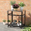 Tangkula 2-tier Stainless Steel Grill Cart w/ Wheels & Handle 4 Hooks Food Prepare Table - 4 of 4