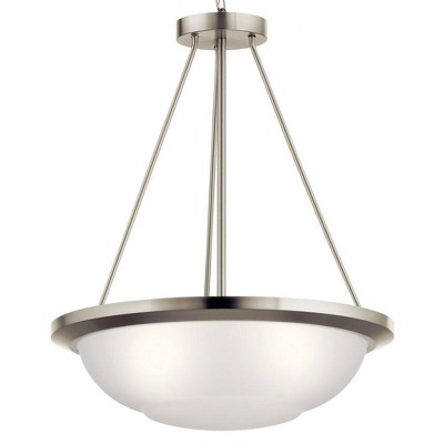 Brushed Nickel 18" Pendant Light with Satin Etched Glass