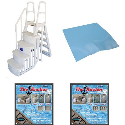 Main Access 200100T Above Ground Pool Ladder Steps w/ Mat Pad + 2 Sand Weights