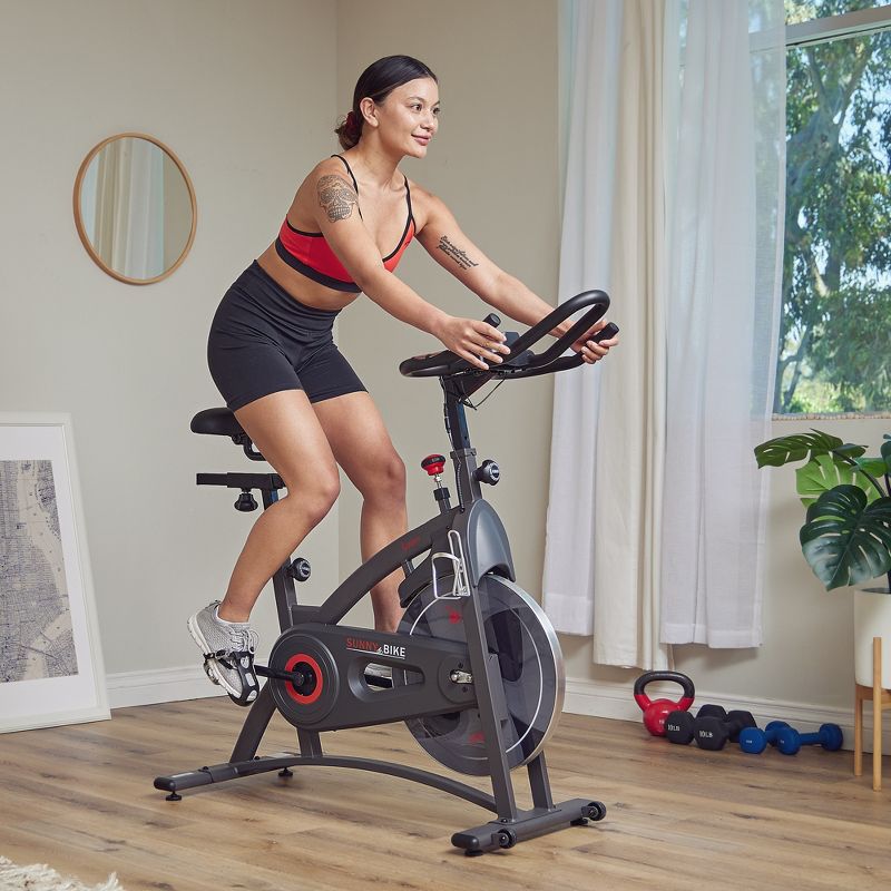 Sunny Health &#38; Fitness Premium Magnetic Resistance Smart Indoor Cycling Bike with Exclusive SunnyFit App - Gray, 5 of 16
