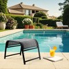 Hyleory 2-Pack Outdoor Textilene Fabric Footstools with Iron Frame - Waterproof Stackable Ottoman Set for Patio Garden and Poolside - 4 of 4
