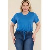Slickblue Trendy Plus Size Crop Top – Tie Front & Drawstring, Soft Stretch Jersey, 1XL-3XL, Available in Bold Colors - 2 of 4