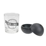 Wild Eye Keep It Local Glass Tumbler with Black Sphere Ice Mold - 10oz