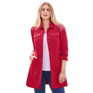 Jessica London Women's Plus Size Long Denim Jacket - 1 of 4