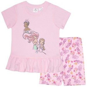 Disney Princess Girls Ruffle Hem T-Shirt and Biker Shorts 2-Piece Set - Pink, 4 - 1 of 4