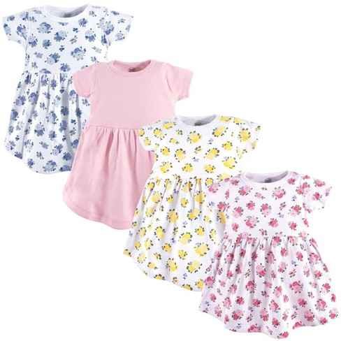 Luvable Friends Baby and Toddler Girl Cotton Short-Sleeve Dresses 4pk, Floral - image 1 of 2