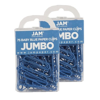 JAM Paper Colored Jumbo Paper Clips Large 2 Inch Baby Blue Paperclips 221819034A