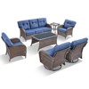 Belord Brown Wicker 7 Piece Patio Furniture Set with 5" Thick Cushions, Outdoor Patio Furniture Set with Swivel Gliding Rocker Chairs and Club Chairs - 4 of 4
