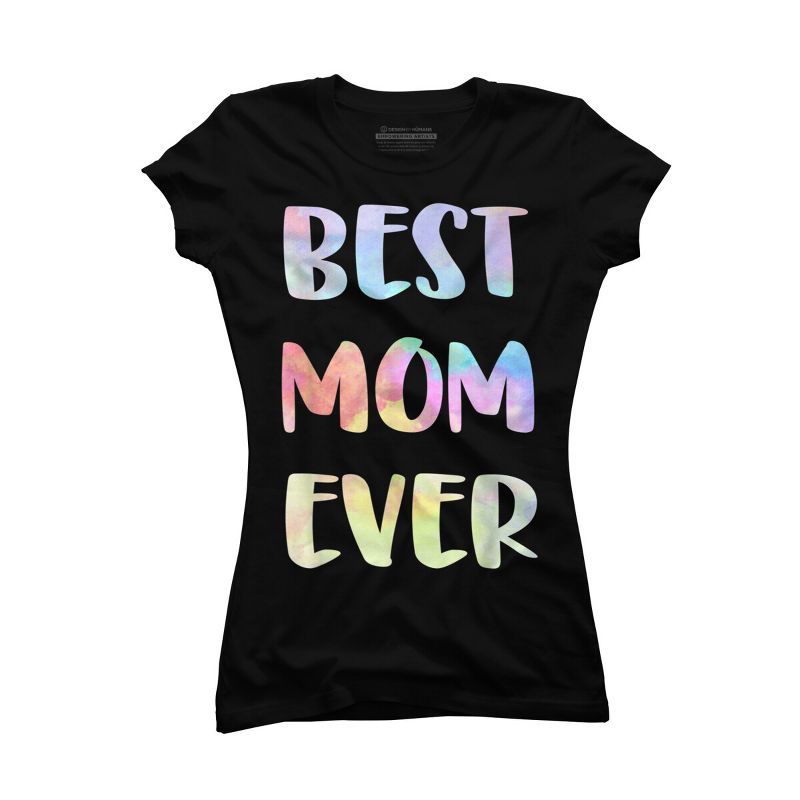 Junior's Design By Humans Best Mom Ever Rainbow Bubble Text By MiuMiuShop T-Shirt, 1 of 3