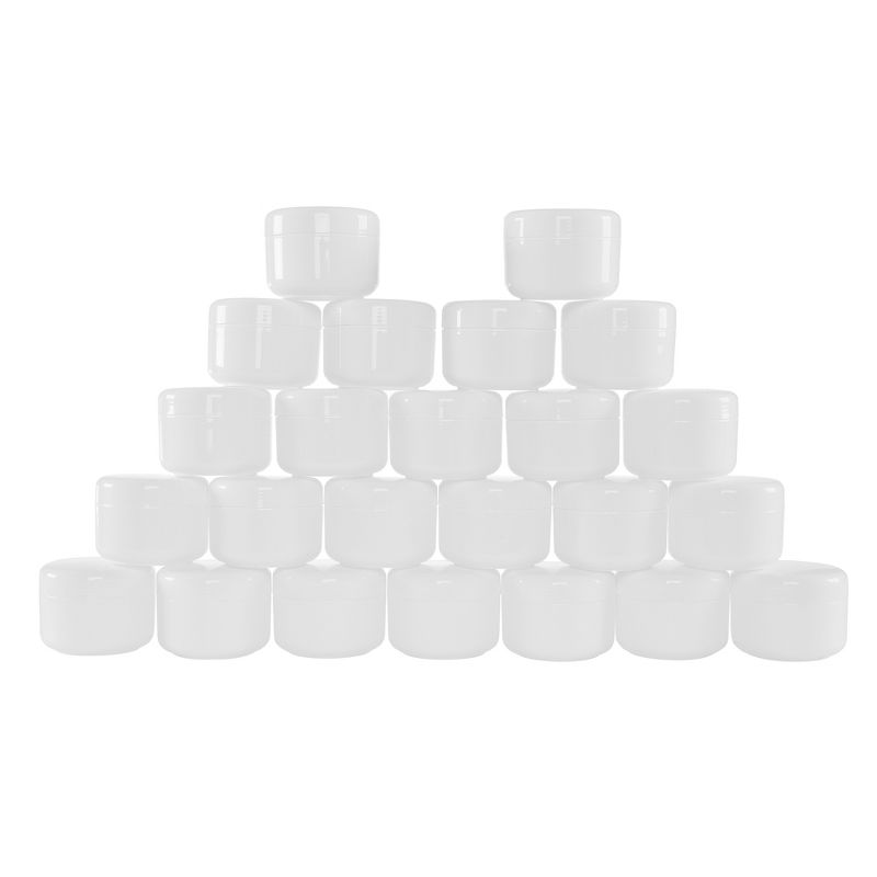 24-Pack of Small Containers with Lids - 4-Ounce Plastic Travel Bottles and Mini Jars for Organization with Inner and Outer Lid by Stalwart (White), 1 of 6
