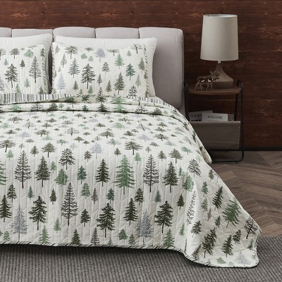 Great Bay Home Rustic Lodge Trees Reversible Quilt Set With Shams