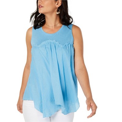 Style & Co. Womens Handkerchief Hem Baby Doll Blouse