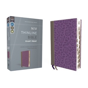 Niv, Thinline Bible, Giant Print, Leathersoft, Gray/Purple, Red Letter, Thumb Indexed, Comfort Print - by  Zondervan (Leather Bound) - 1 of 1