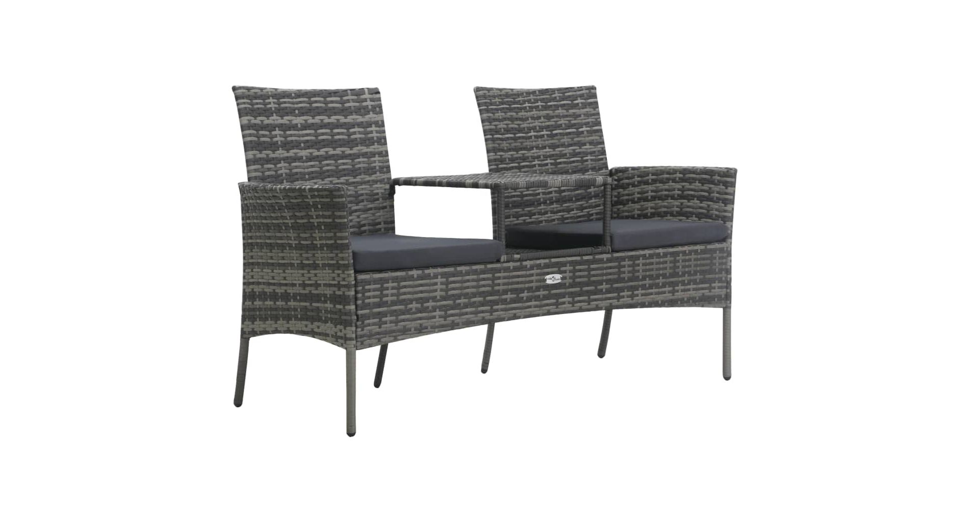 Garden Bench Anthracite PE rattan, powder-coated steel, polyester