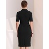 Allegra K Women's V Neck Short Sleeve Work Office Bodycon Midi Sheath Dress - 3 of 4