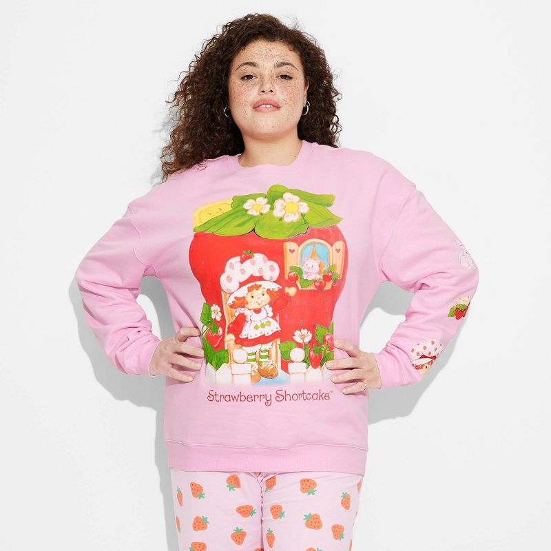 Women's Strawberry Shortcake Big Strawberry Graphic Sweatshirt - Pink, 1 of 4