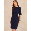 Allegra K Women's Short Sleeve Knee Length Ruched Business Work Sheath Dress - image 4 of 4