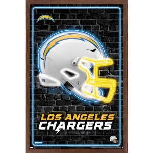Trends International NFL Los Angeles Chargers - Neon Helmet 23 Framed Wall Poster Prints - 1 of 4