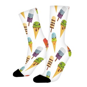 Cute Ice Cream Women Printed Crew Socks Funny Funky Socks Soft Polyester Novelty Gifts for Artists Men - 1 of 1