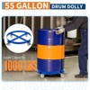 55 Gallon Drum Dolly, 1000 lbs Load Capacity Trash Can Dolly With 4 Swivel Casters & Cross Braces, Non Tipping Hand Truck, Barrel Dolly - 3 of 4