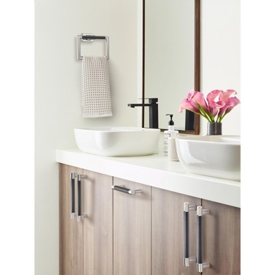 Polished Nickel and Black Bronze Bar Pull with Mounting Hardware