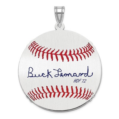 Black Bow Jewelry Sterling Silver Buck Leonard Signature LG Enamel Baseball Pendant