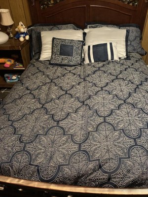 King Eliot 8pc Jacquard Comforter Set - Navy : Target