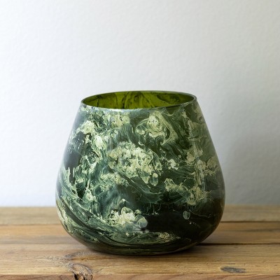 Large Park Hill Collection Carlton Glass Shiny/Matte Finish Vase 