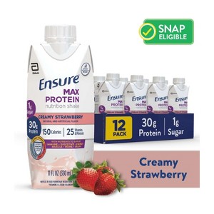 Ensure Max Protein Nutrition Shake Strawberry 11 Oz  High-Protein Nutrition Drink for Muscle Support and Energy in Strawberry Flavor  Case of 12 - 1 of 4