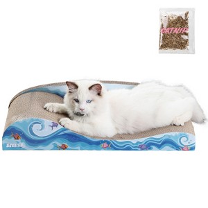 THE LICKER STORE Kokomo Coastal Cardboard Lounge Bed Cat Scratcher with Catnip - 1 of 4