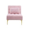 "34'' Convertible single sofas bed futon with gold metal legs teddy fabric (Pink) sofas - 2 of 4