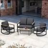 4-Piece Metal Outdoor  Patio Conversation Set with Cushions, 2-Rocking Chairs and Coffee Table - 4 of 4