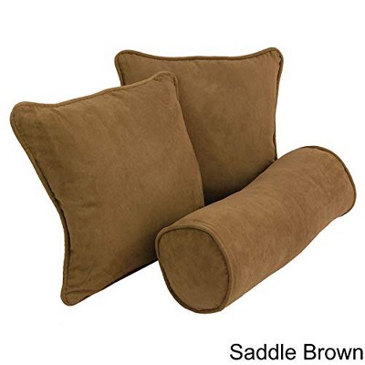 Teal Microsuede Double-Corded Throw Pillow Set with Inserts (Set of 3)