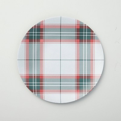 Holiday Plaid Melamine Dinner Plate Red/Green - Hearth & Hand™ with Magnolia