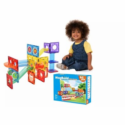 Link Magnetic Tile Building Roller Coaster Kids Block 61 Piece Set Educational Toys For Children Ages 3 Years Plus