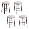 24.75" Velvet Upholstered Backless Counter Stools Set of 4 with Footrest, Round Seat, and Metal Frame for Kitchen, Bedroom - 3 of 4