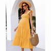 Womens Maternity Dress Summer Sleeveless Smocked Square Neck Ruffle Casual Boho Midi Dress Baby Shower Photoshoot - 4 of 4